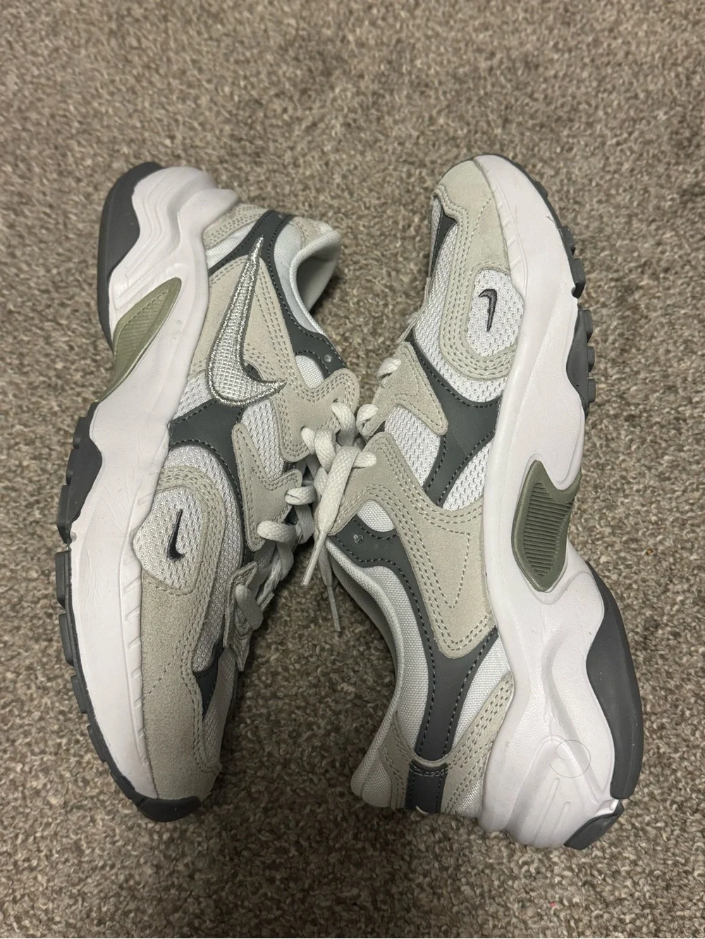 Nike White and Gray Mesh Lace-Up Sneakers